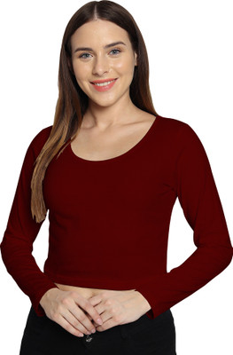 Fasska Casual Solid Women Maroon Top