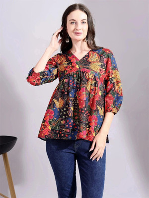 SHE AND HE Casual Floral Print Women Multicolor Top