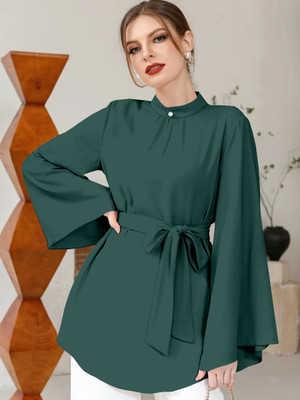 GG Style Casual Solid Women Green Top