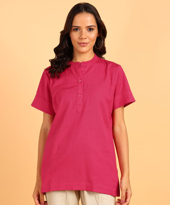 Blocks Of India Casual Solid Women Pink Top