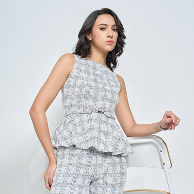 Honey By Pantaloons Casual Checkered Women White Top