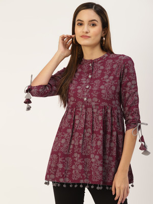 KBZ Formal Solid Women Maroon Top