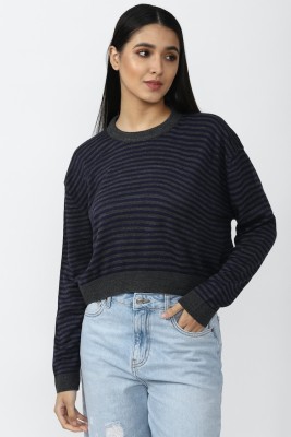 FOREVER 21 Casual Striped Women Grey Top