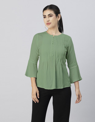 moomaya Casual Solid Women Green Top