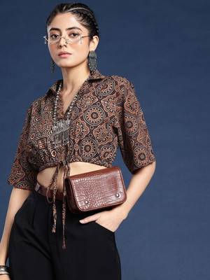 Taavi Formal Printed Women Brown Top