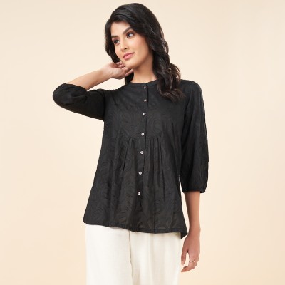 Akkriti by Pantaloons Casual Solid Women Black Top