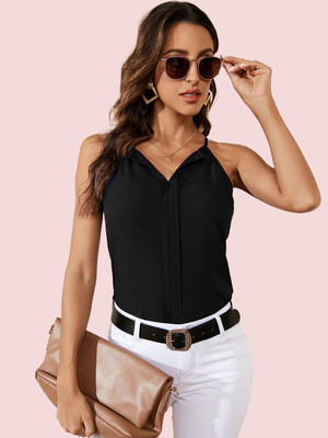 Tanushk Casual Solid Women Black Top