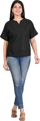 Melviqueen Casual Solid Women Black Top