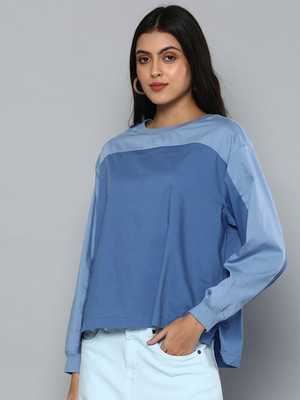 LEVI'S Casual Color Block Women Blue, Light Blue Top