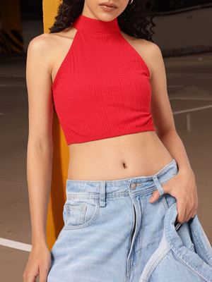 Dressberry Casual Solid Women Red Top
