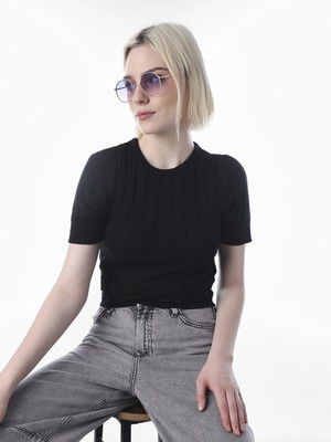 ONLY Casual Solid Women Black Top
