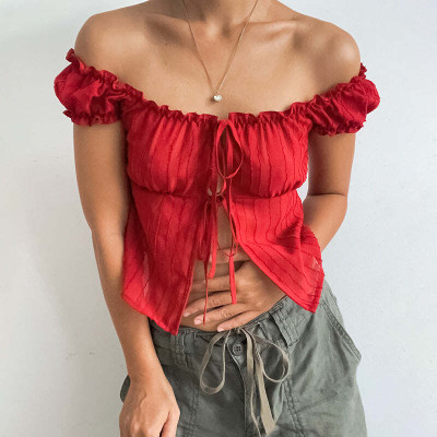 OUTZIDR Casual Solid Women Red Top