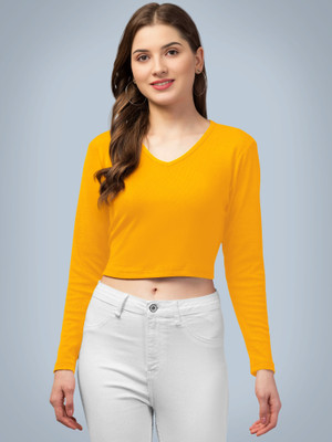 Maheshvi Casual Solid Women Yellow Top