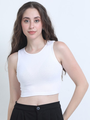 Chroma Style Casual Solid Women White Top
