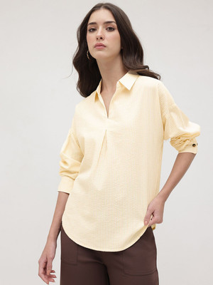Roadster Casual Striped Women Yellow Top