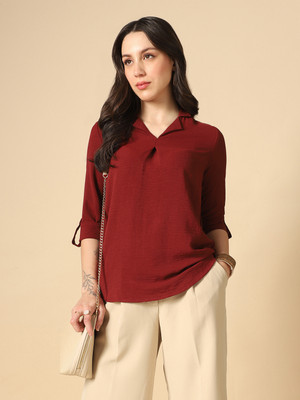 Globus Formal Solid Women Maroon Top