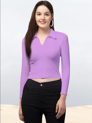 Maheshvi Casual Solid Women Purple Top