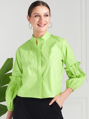 ATHENA Casual Solid Women Green Top