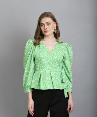 PRETTY LOVING THING Casual Printed Women Green Top