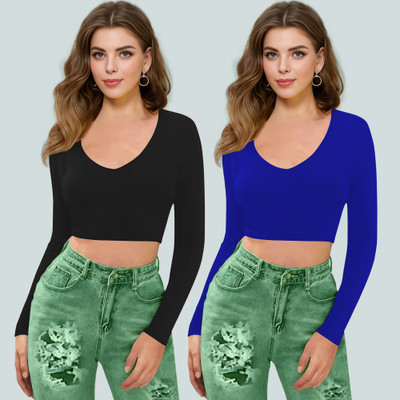 Maheshvi Casual Solid Women Blue Top