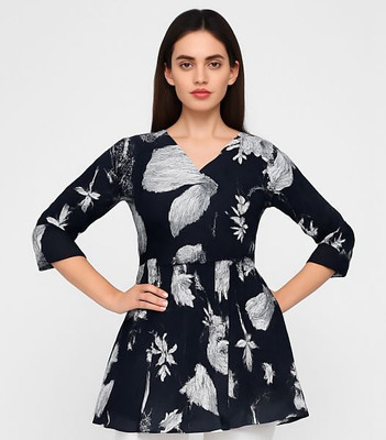 AakarShana Casual Printed Women Black Top