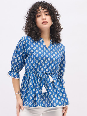 Deewa Party Printed Women Blue Top