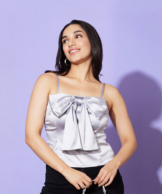 Globus Casual Solid Women Grey Top