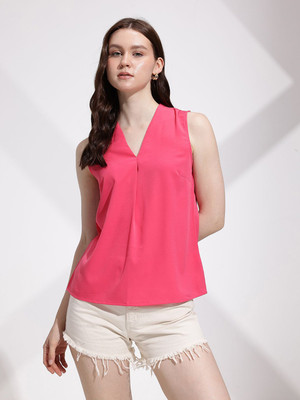 encore by INVICTUS Casual Solid Women Pink Top