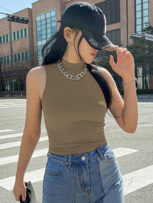 KOTTY Casual Solid Women Brown Top