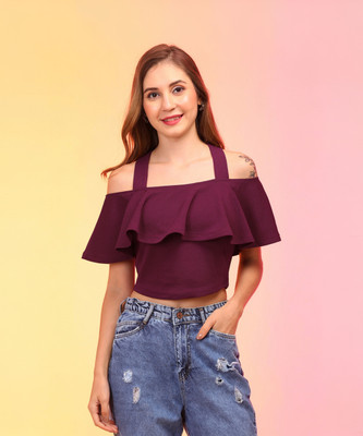 Globus Party Solid Women Purple Top