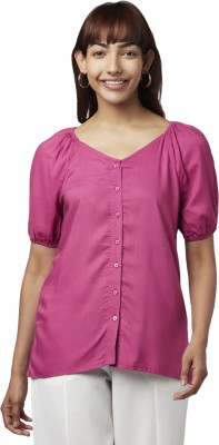 Honey By Pantaloons Casual Solid Women Pink Top