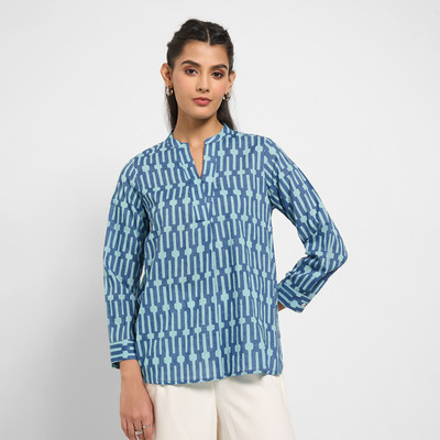 Honey Curvytude by Pantaloons Casual Printed Women Blue Top