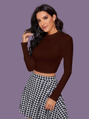 NAVYANKAA Casual Self Design Women Brown Top