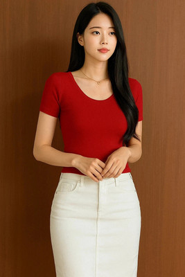 Rockwell Casual Solid Women Red Top