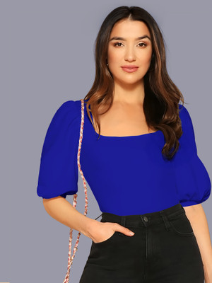 Kashonaa Casual Solid Women Blue Top