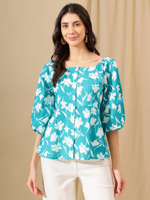 Janakdulari Creation Party Printed Women Light Blue, White Top