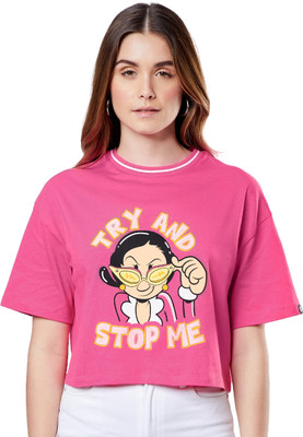 The Souled Store Casual Printed Women Pink Top