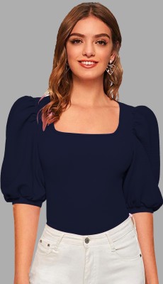 Dream Beauty Fashion Casual Solid Women Dark Blue Top