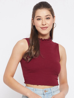 LE BOURGEOIS Casual Solid Women Maroon Top