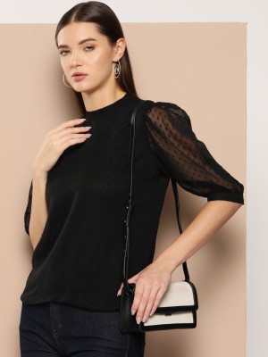 Wisstler Casual Solid Women Black Top