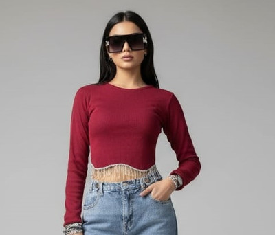 High-Buy Casual Embellished Women Red Top