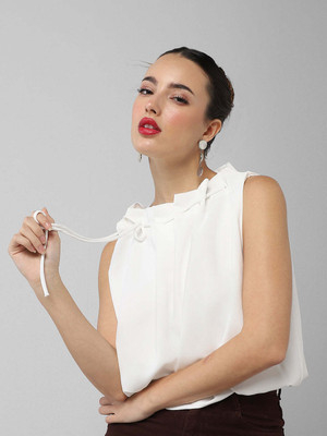 SHOWOFFFF Casual Solid Women White Top