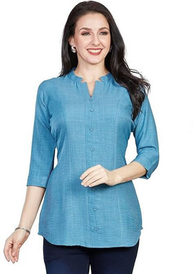 Nioni Casual Printed Women Blue Top