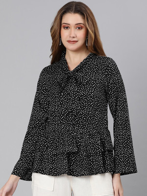 OXOLLOXO Casual Printed Women Black Top
