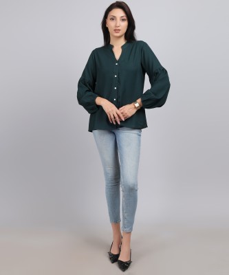 vastradhan Casual Self Design Women Green Top