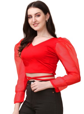 DL Fashion Casual Solid Women Red Top