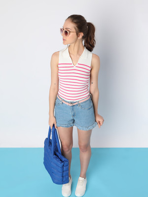 VERO MODA Casual Striped Women White Top