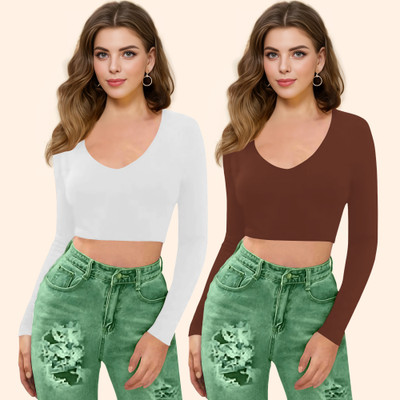 Dream Beauty Fashion Casual Solid Women Brown Top