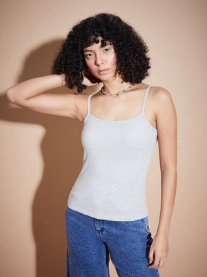 SASSAFRAS Casual Solid Women Grey Top