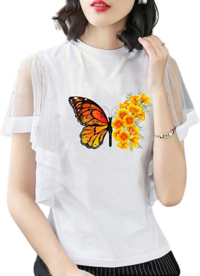 CNQFS FASHION Casual Printed Women White Top